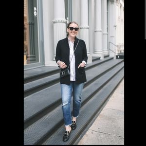 J Crew sz.S Sophie Open Front Sweater Blazer Dark Gray Jacket Cotton Oversized